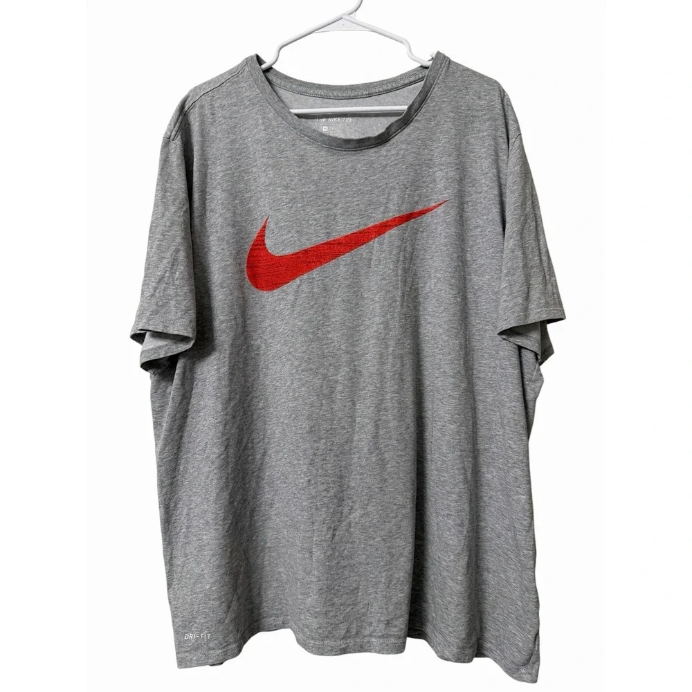 Nike Dri Fit Athletic Cut T Shirt Red Swoosh Graphic Men's 3XL Short Sleeve